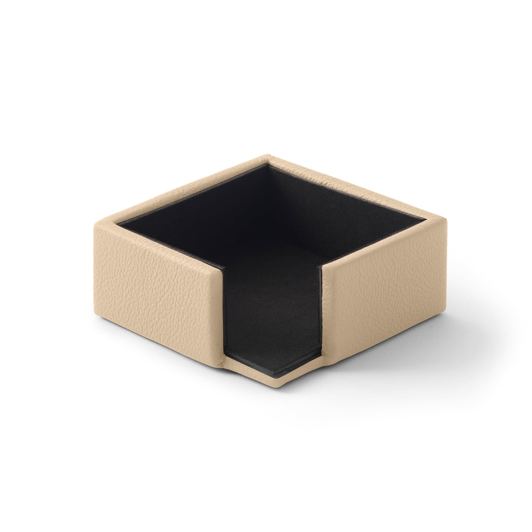 Eglooh - Atena - Notizzettel Box Echtes Leder Beige - Zettelbox, Notizklotz, Zettelkasten für Schrei