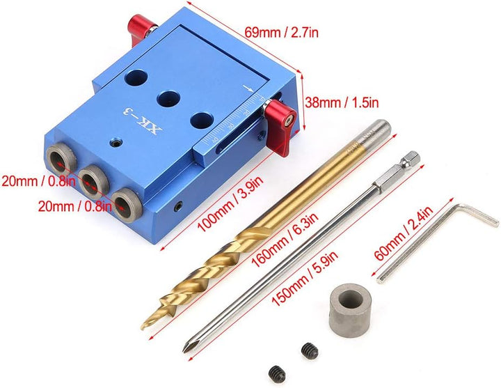 Taschenloch Bohrvorrichtung Set, Aluminiumlegierung Dübelbohr Set Taschenloch Jig Kit Holzbearbeitun