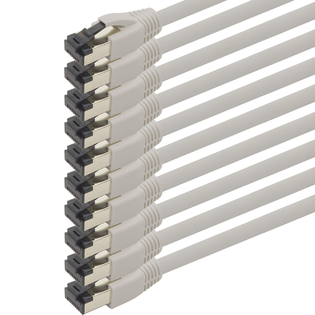 10m Cat 8 Netzwerkkabel CAT8 Kabel Grau - 10 Stück Cat.8 Lan 2000 Mhz 40 Gbit s 40GBase-T Poe+ Patch