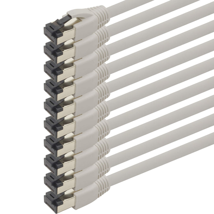 10m Cat 8 Netzwerkkabel CAT8 Kabel Grau - 10 Stück Cat.8 Lan 2000 Mhz 40 Gbit s 40GBase-T Poe+ Patch
