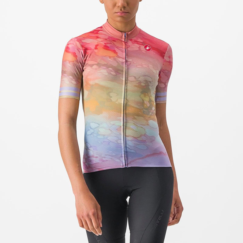 Castelli Damen Marmo Jersey T-Shirt M Multicoly Violet Mist, M Multicoly Violet Mist