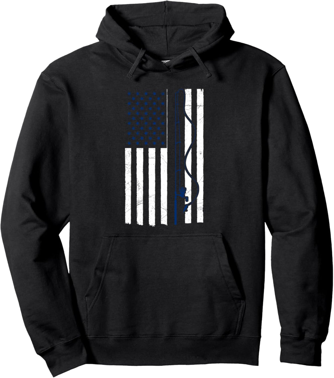 USA Flagge Forelle Fischen Karpfen Hecht Mann Carp Fishing Pullover Hoodie