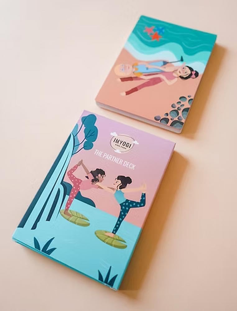 IMYOGI Partner Yoga Karten für Kinder, handillustriert, 30 Partner-Übungen, Meditation für Kinder, K