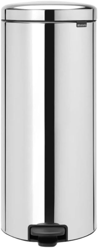 Brabantia Treteimer mit Inneneimer aus Kunststoff, stahl, Brilliant Steel, 30 Liter Brilliant Stahl