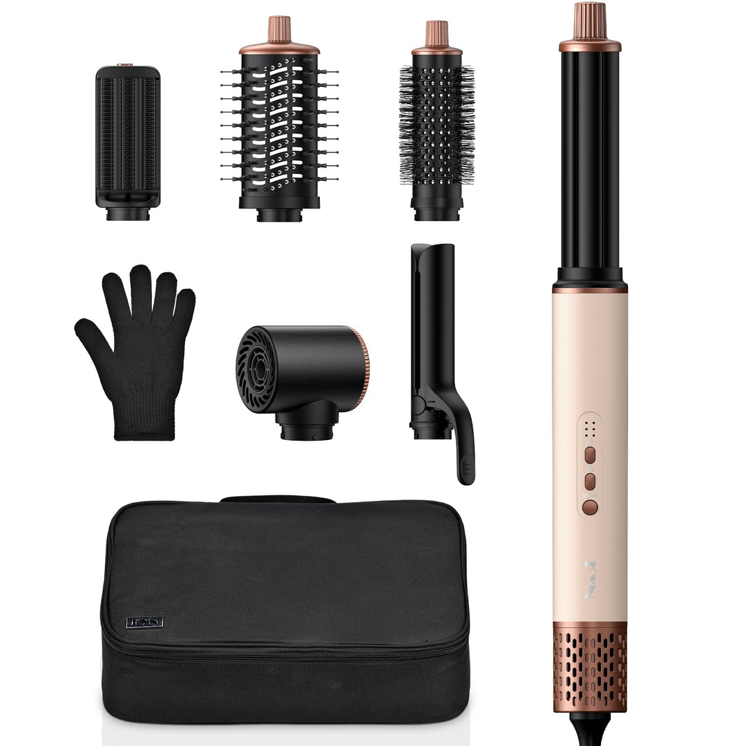 6 in 1 Hairstyler,1400w Hochgeschwindigkeits Airstyler rundbürstenföhn mit Lockenstab Automatisch, W