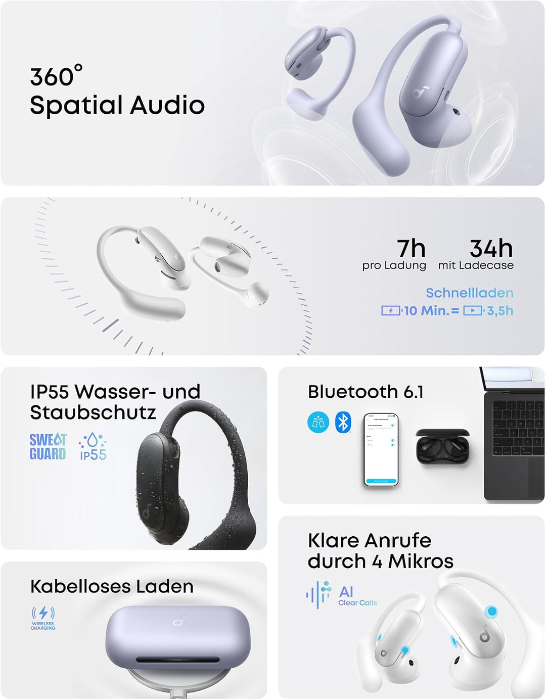 soundcore AeroFit 2 Pro by Anker, erste Kopfhörer mit 2 Tragemodi, 2-in-1 Open-Ear Kopfhörer &amp; Semi-