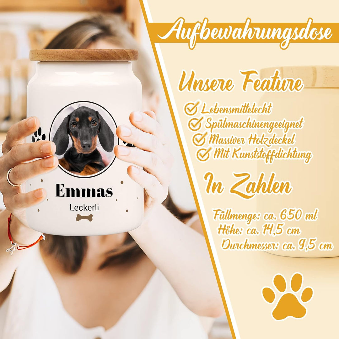 Grosse Leckerlidose "Pfoten-Design" gestalten - personalisiert mit Foto und Wunschnamen - für Hunde