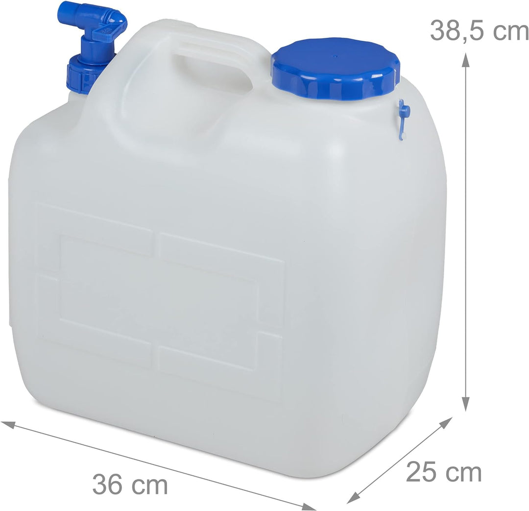 Relaxdays Wasserkanister mit Hahn, Weithals Schraubdeckel, Trinkwasserkanister Camping, 23L, Kunstst
