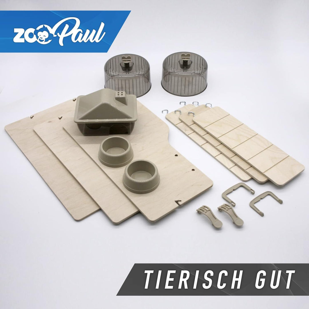 Interzoo Nagerkäfig, Hamsterkäfig, Käfig, Etagen-Käfig REX 3 beige Holzausstattung