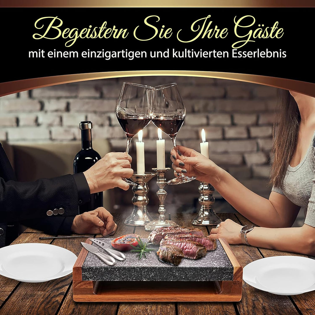 Nutrichef Heisser Stein, Lavastein, Steingrill- für Steak, BBQ & Fleischgrillen, Steak Platte- mit E
