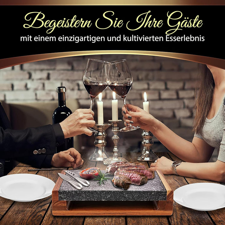 Nutrichef Heisser Stein, Lavastein, Steingrill- für Steak, BBQ & Fleischgrillen, Steak Platte- mit E