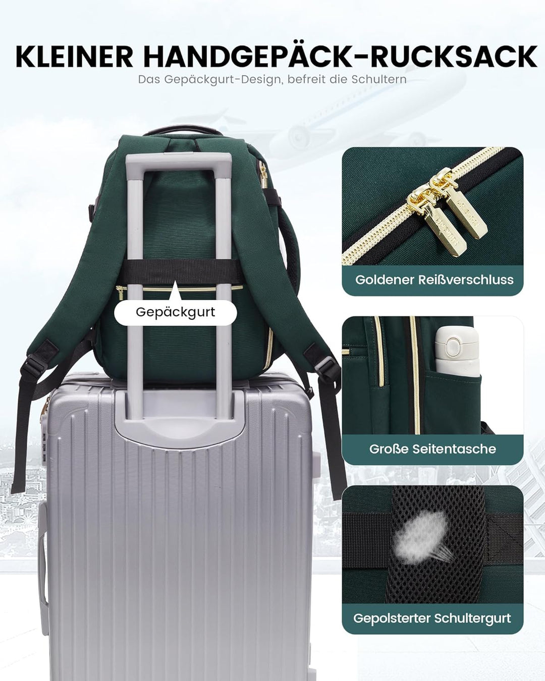LOVEVOOK Handgepäck 40x30x20 für Ryanair, Kleiner Handgepäck Rucksack Tasche Reiserucksack Flugzeug,