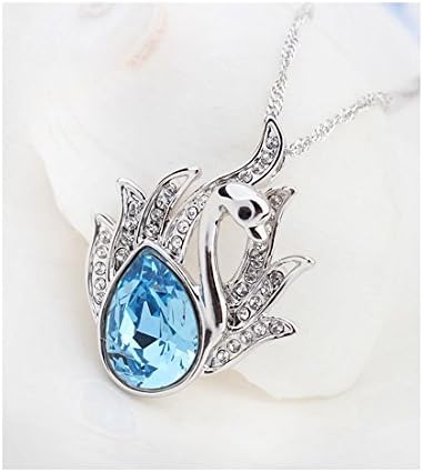 Bungsa Damenkette 45cm silberfarben Halskette BLUE SWAN - Anhänger in Schwanenform mit strahlendem K