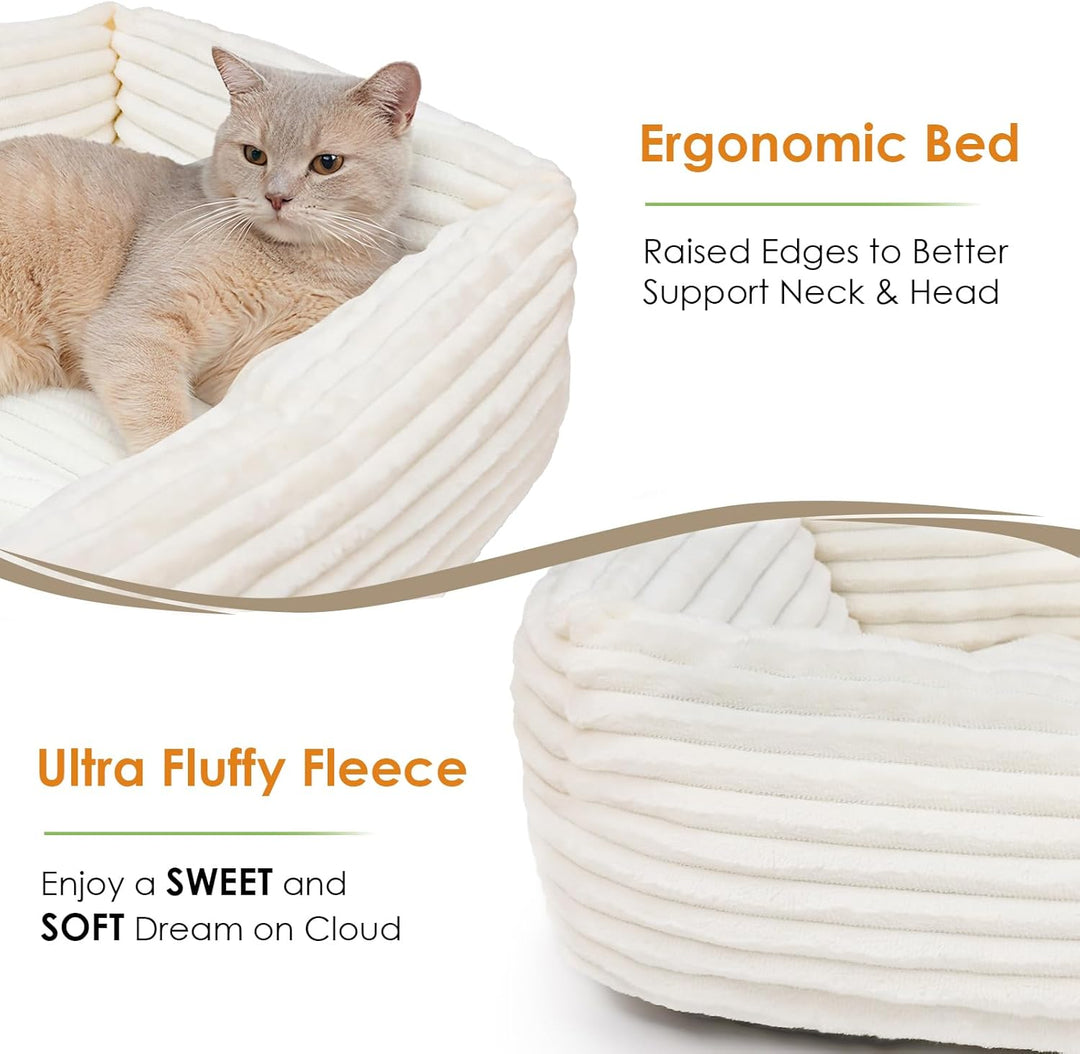 XIAPIA Katzenbett Flauschig 55x42x18 cm, Plüsch Katzen Schlafplatz Weich und Warm für Katzen Kleine