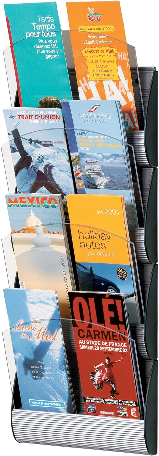 Paperflow Maxi-System-Wandanzeige, 4 Taschen, 65 x 13 x 8,9 cm, dritte Buchstabengrösse, Aluminium (
