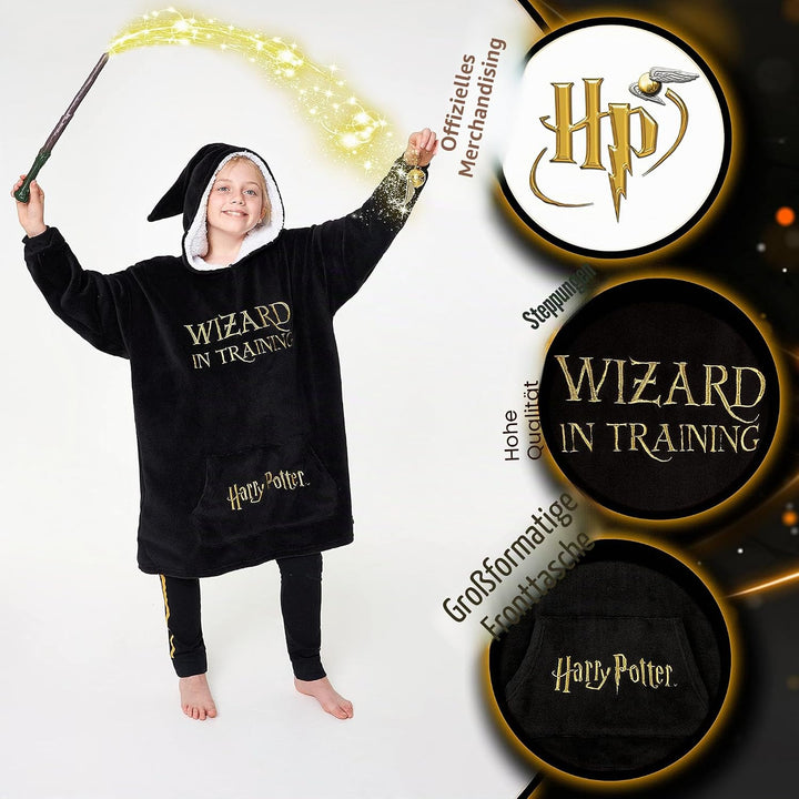 Harry Potter Kinder Hoodie Decke Kapuzenpullover Mädchen und Jungen - Flauschiger Deckenpullover au