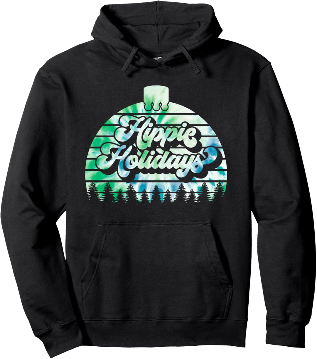 Hippie Holidays - Green Christmas Tie Dye Pullover Hoodie