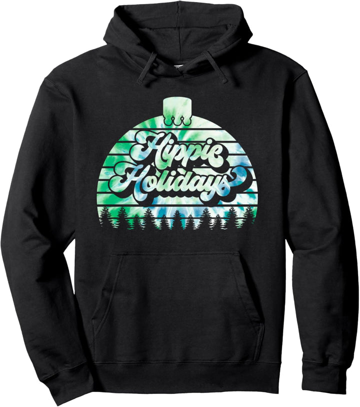 Hippie Holidays - Green Christmas Tie Dye Pullover Hoodie