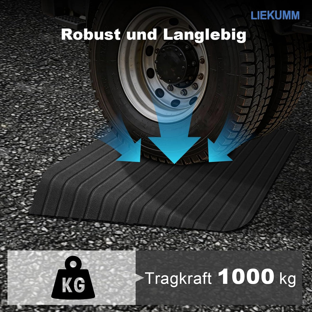 LIEKUMM 3,8 cm Höhe 1000 kg Tragfähigkeit Anti-Rutsch-Türstufenrampe, Naturkautschuk Rollstuhl Schwe