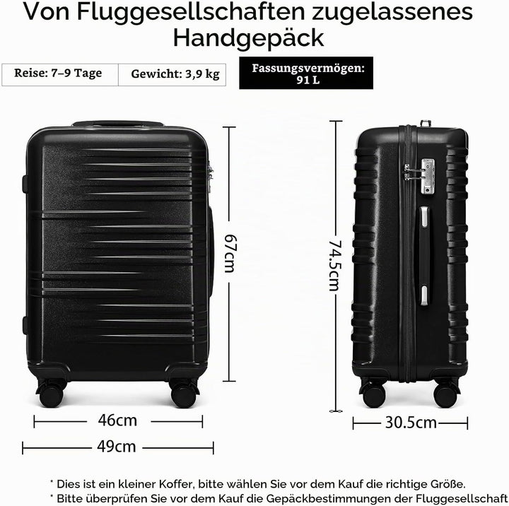 British Traveller Handgepäck Koffer Gross Reisekoffer Gross Hartschalenkoffer 74.5 * 49 * 30.5cm mit