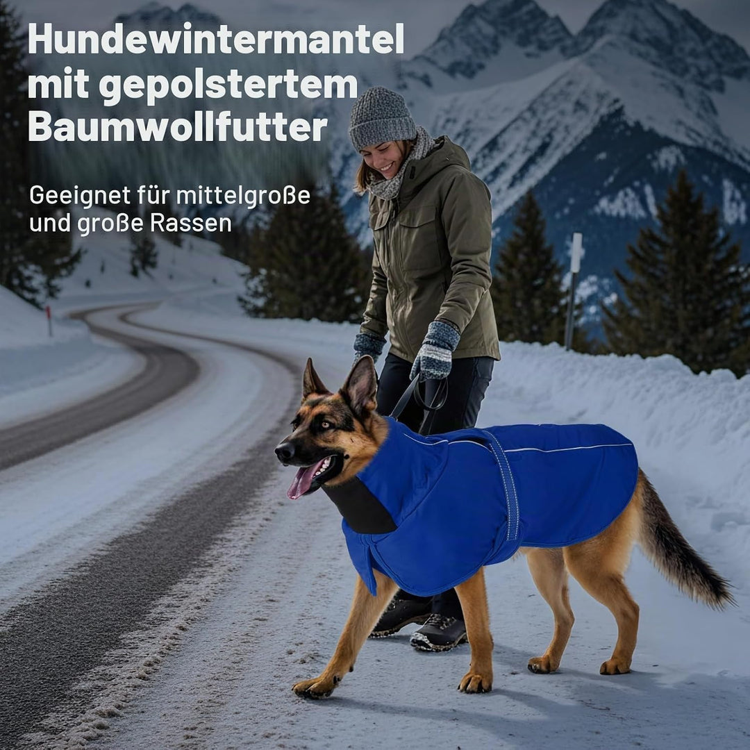 Warme Hundemäntel, wasserdichte Reflektierende Hundejacke, Winddichter Wintermantel mit Hohem Kragen