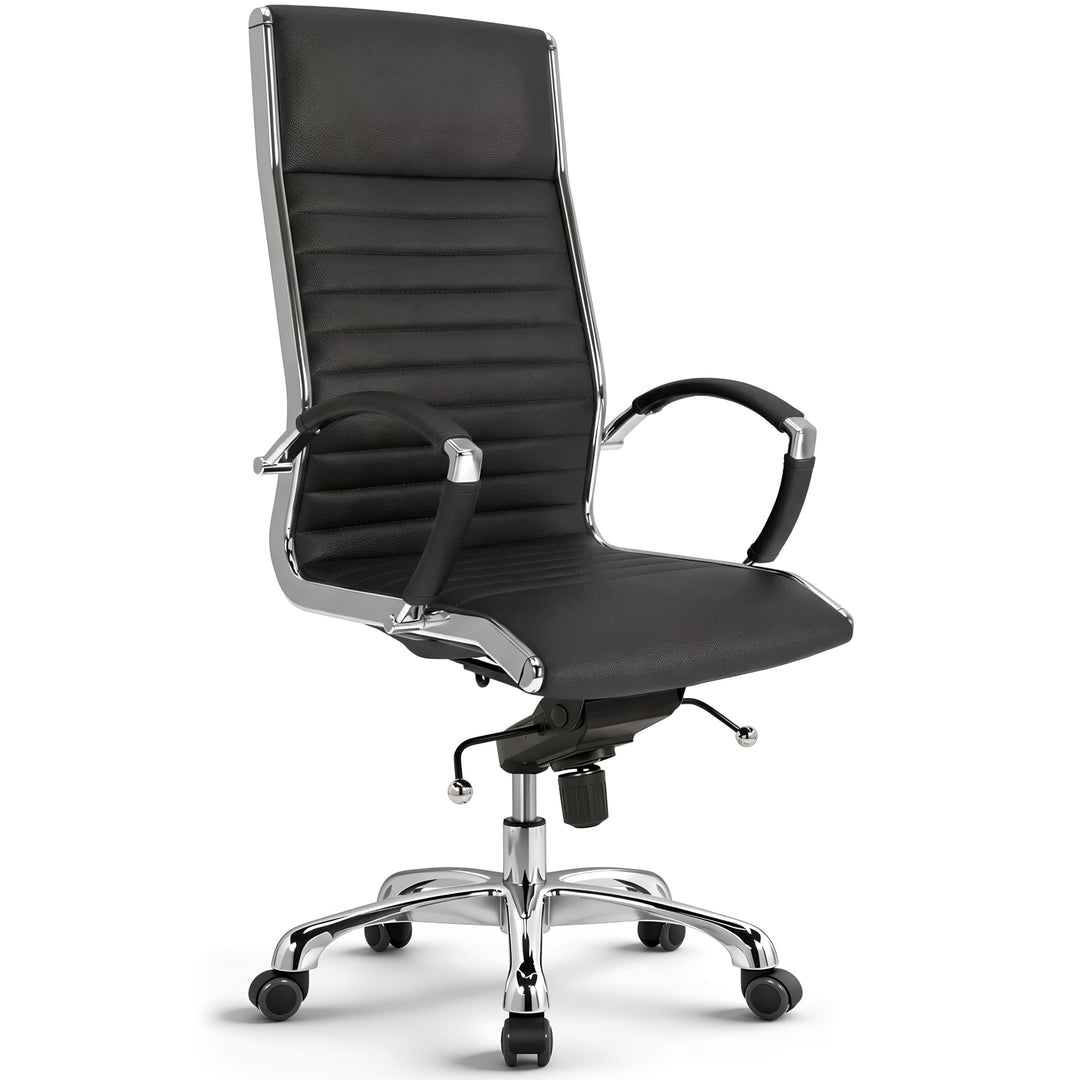 VERSEE Premium Echt-Leder Chefsessel Montreal in Schwarz - Ergonomischer Bürostuhl für Büro und Home