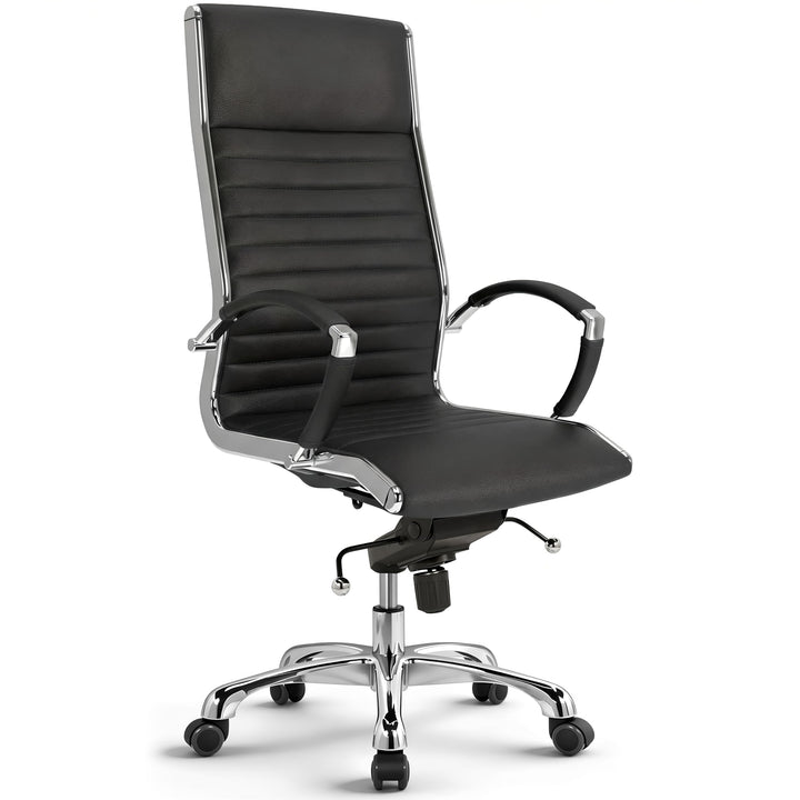 VERSEE Premium Echt-Leder Chefsessel Montreal in Schwarz - Ergonomischer Bürostuhl für Büro und Home