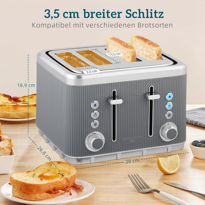 HOMCOM Wasserkocher Toaster Set 1,7L 2200W Schnell Wasserkocher mit Edelstahl-Innenraum, Entkalkungs