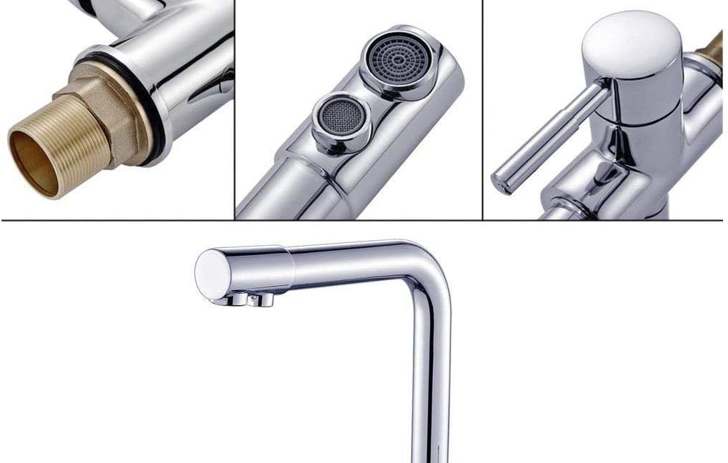 Depuragua - 3-Wege-Osmose-Wasserhahn | Chrom-Ausführung | Montagefertig mit Edelstahlschläuchen und