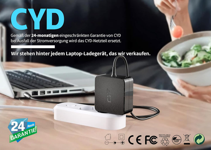 CYD 65W USB C Notebook Netzteil für Ladekabel-Lenovo X280 X380 L390 E480 E490 E580 E590 E495 R480 S1