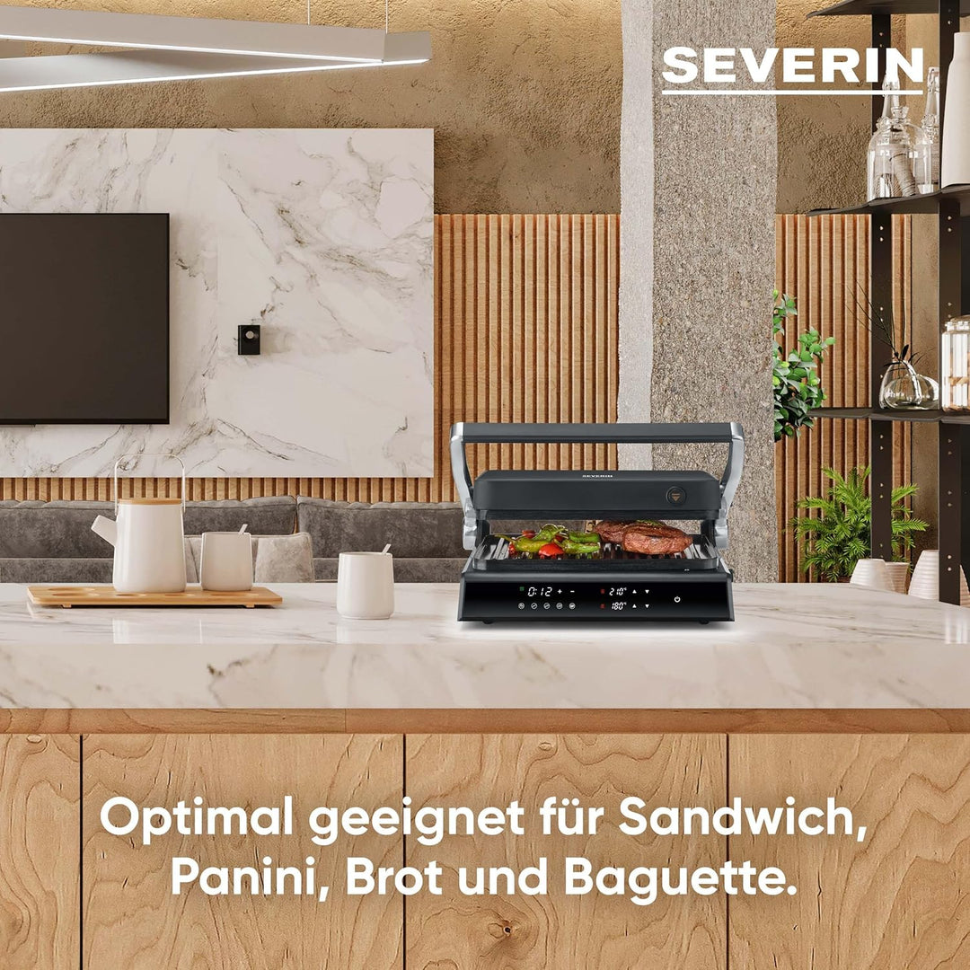 SEVERIN SEVINI Comfort für Fleisch, Fisch & Gemüse, digitaler Sandwich-Maker für fettfreies Grillen