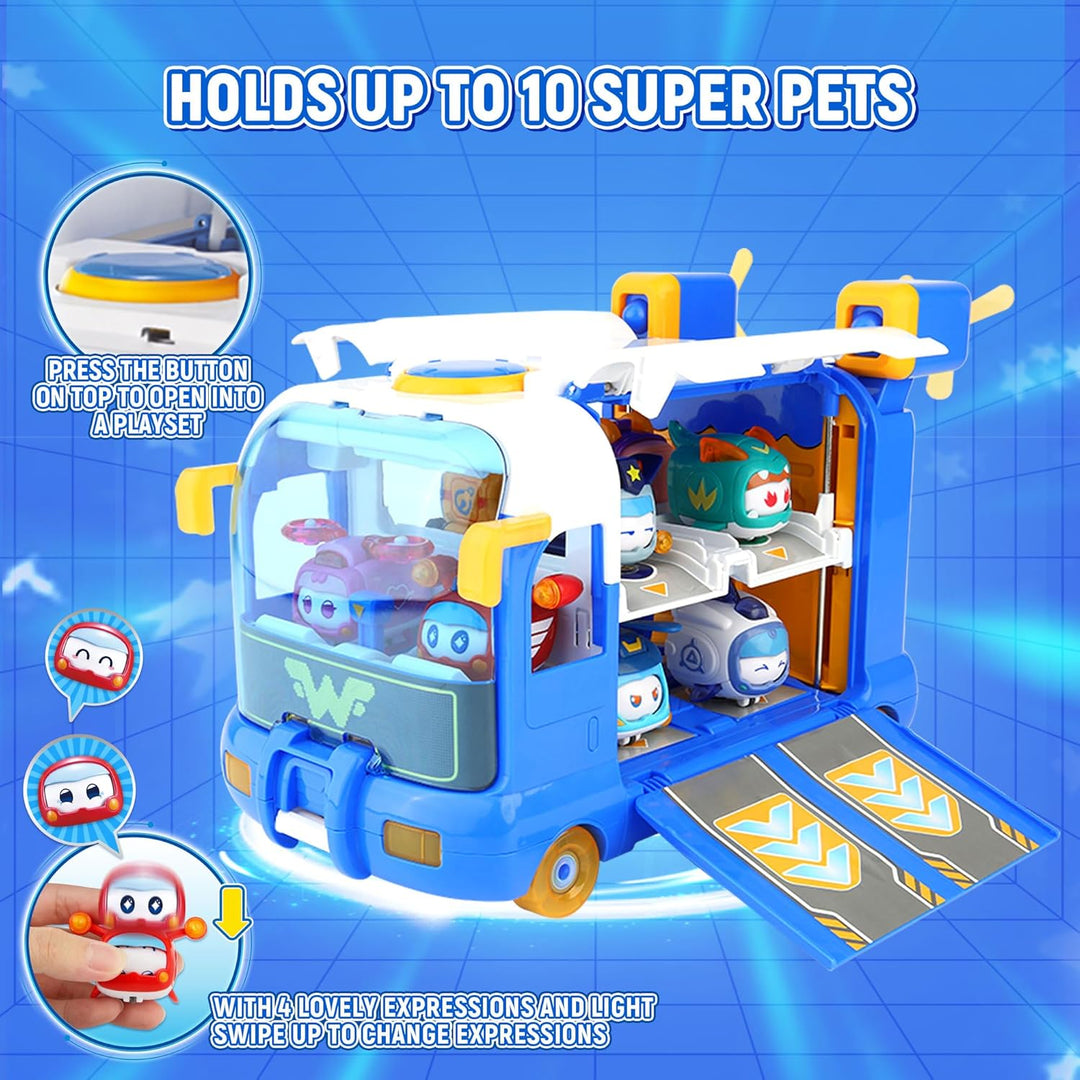 Super Wings 2-in-1 Super Pets Mini Base mit Super Pet Jett & Dizzy, Spielzeug für 3 4 5 6 7 8 9 10 Y