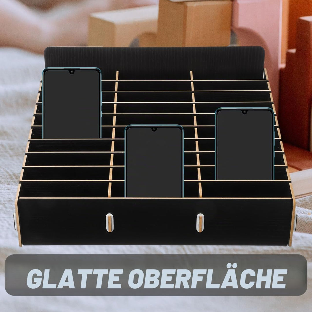 Operitacx Holz Handy Aufbewahrungsbox Mit 30 Gitter Fächer Nachhaltiger Desktop Organizer Für Büro U