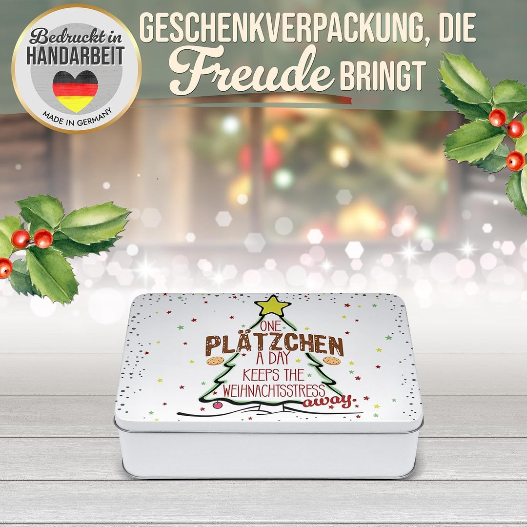 Print Royal PR Geschenkdose mit lustigem Spruch - One Plätzchen a day - Blechdose bedrucken, Keksdos