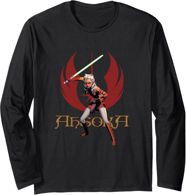 Star Wars Ahsoka Tano with Lightsaber and Jedi Order Symbol Langarmshirt