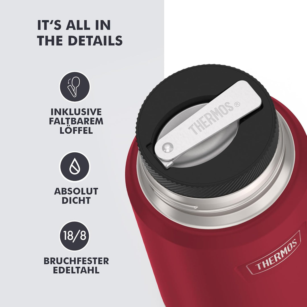 Thermos ICON Food Jar 0,71 l, rot/berry mat, Speisegefäss für Essen 710 ml, doppelwandigem 18/8 Edel