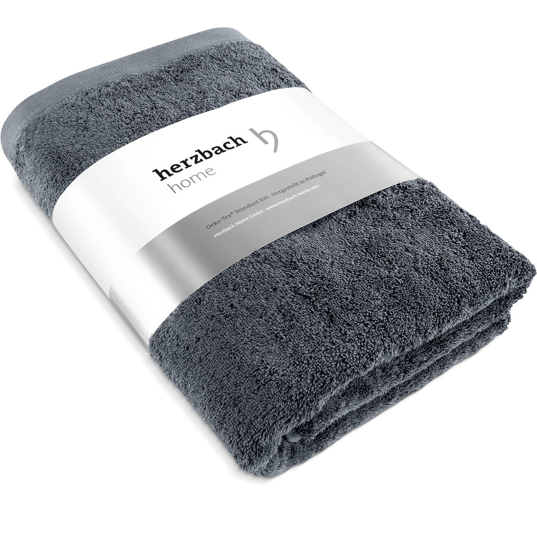 herzbach home Premium Badetuch 100 x 150 cm (anthrazit) – Grosses, weiches & saugstarkes Badehandtuc