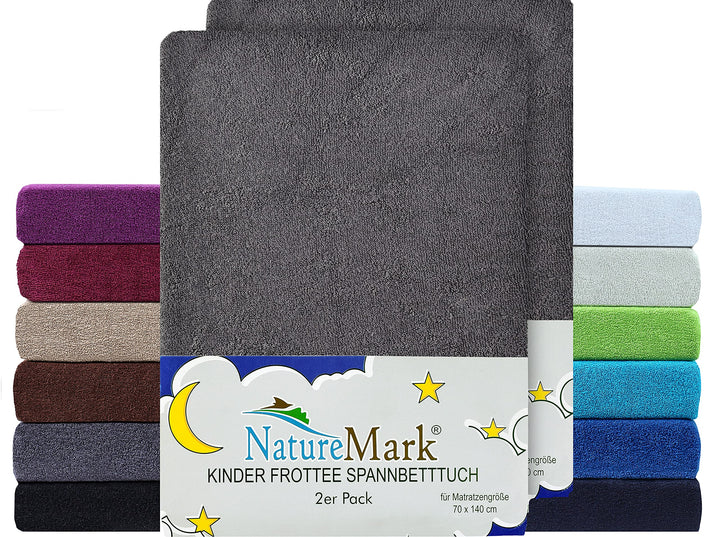 NatureMark 2er Pack Kinder FROTTEE Spannbettlaken, Spannbetttuch kuschelig weich, für Babybett und K