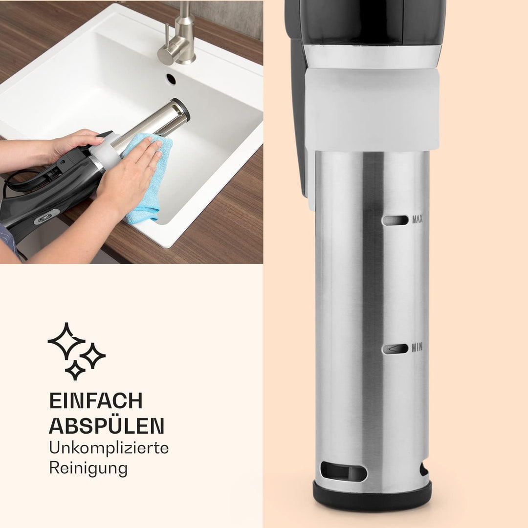 Klarstein Quickstick- Sous-Vide Garer, Präzisionskochtopf, Schongarer, 1300 Watt, Timerfunktion, 3D