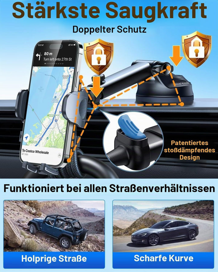 HTU 2026【Militär-Klasse】 Handyhalterung Auto【Stärkste Saugnapf &amp; Lüftung】 Handy Halterung Auto 360°