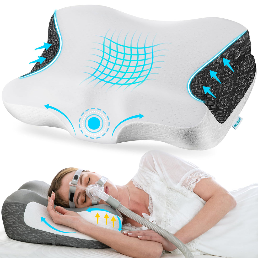Elviros Memory Foam CPAP-Kissen, Ergonomisches Höhen- und Härteverstellbares Nackenkissen für CPAP-A