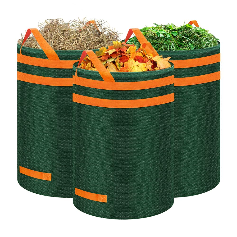 Eurhomewit Gartensack 272L 3er Set Gartenabfallsack Stabil, Laubsack Garten Sack Robust & Faltbar, G