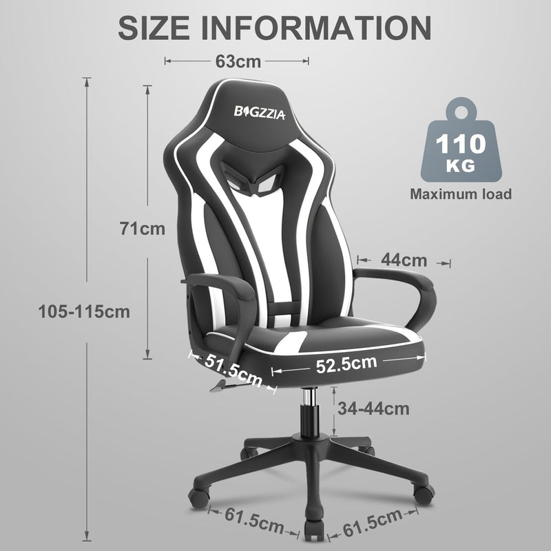 bigzzia Gaming Stuhl Computerstuhl Ergonomisch - Gamer Stuhl Bürostuhl mit Höhenverstellung Wippfunk