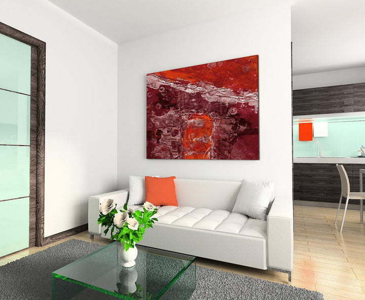 Paul Sinus Art 80x60cm Fotoleinwand Leinwanddruck Kunstdruck Wandbild rot weinrot weiss gemalt Grung