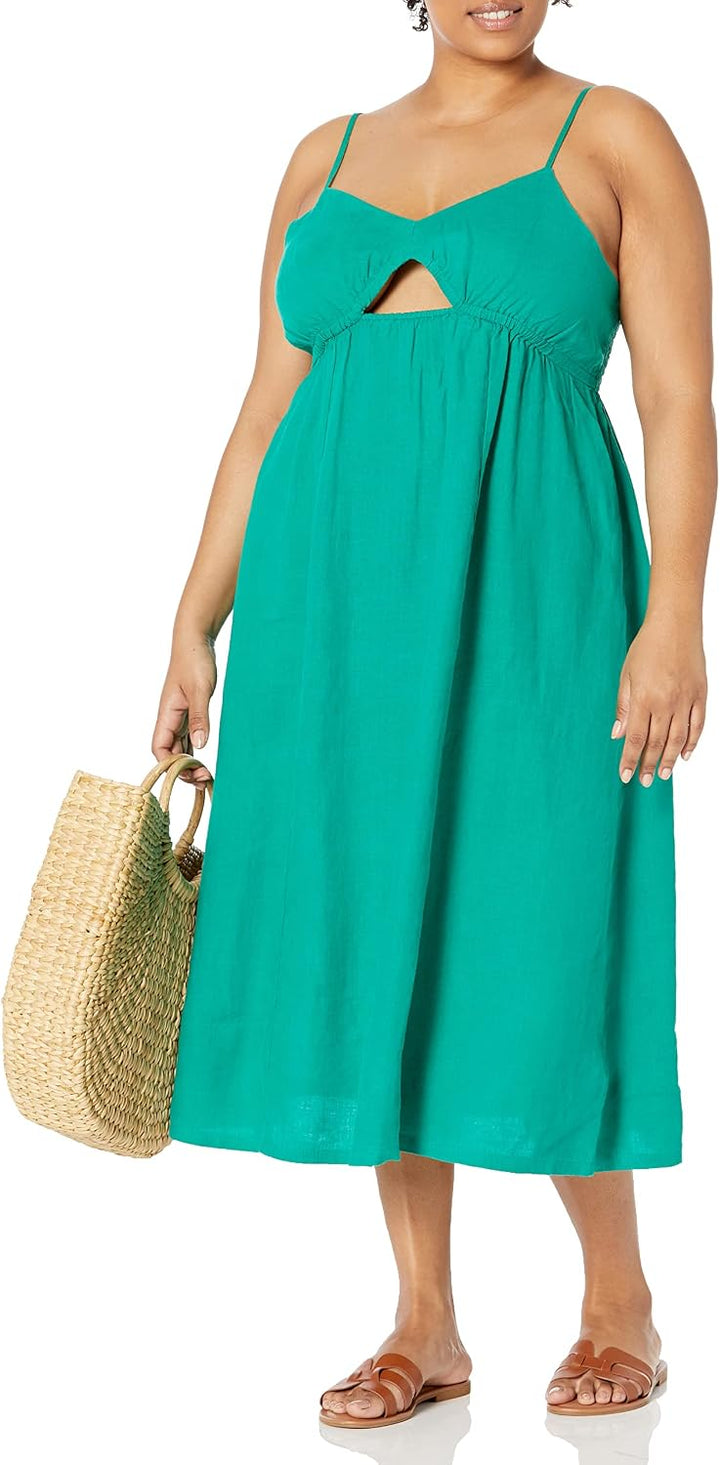 The Drop Maci Träger-Midikleid für Damen, mit V-Ausschnitt, Cut-Out-Detail und gesmoktem Rücken XL U