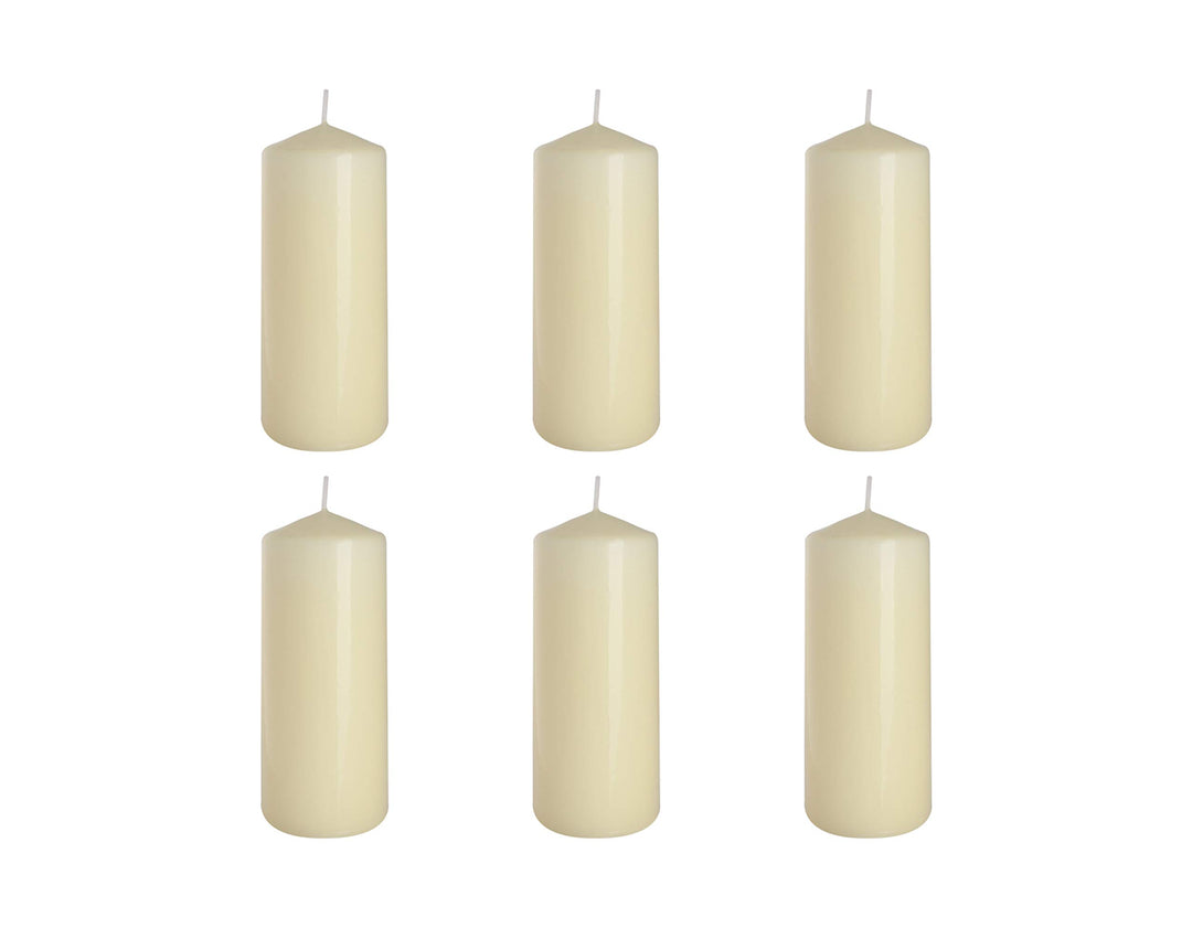 Stumpenkerzen Säulenkerzen Blockkerzen, Efenbein, Durchmesser 6 cm, Höhe 15 cm, geruchsneutral, lang