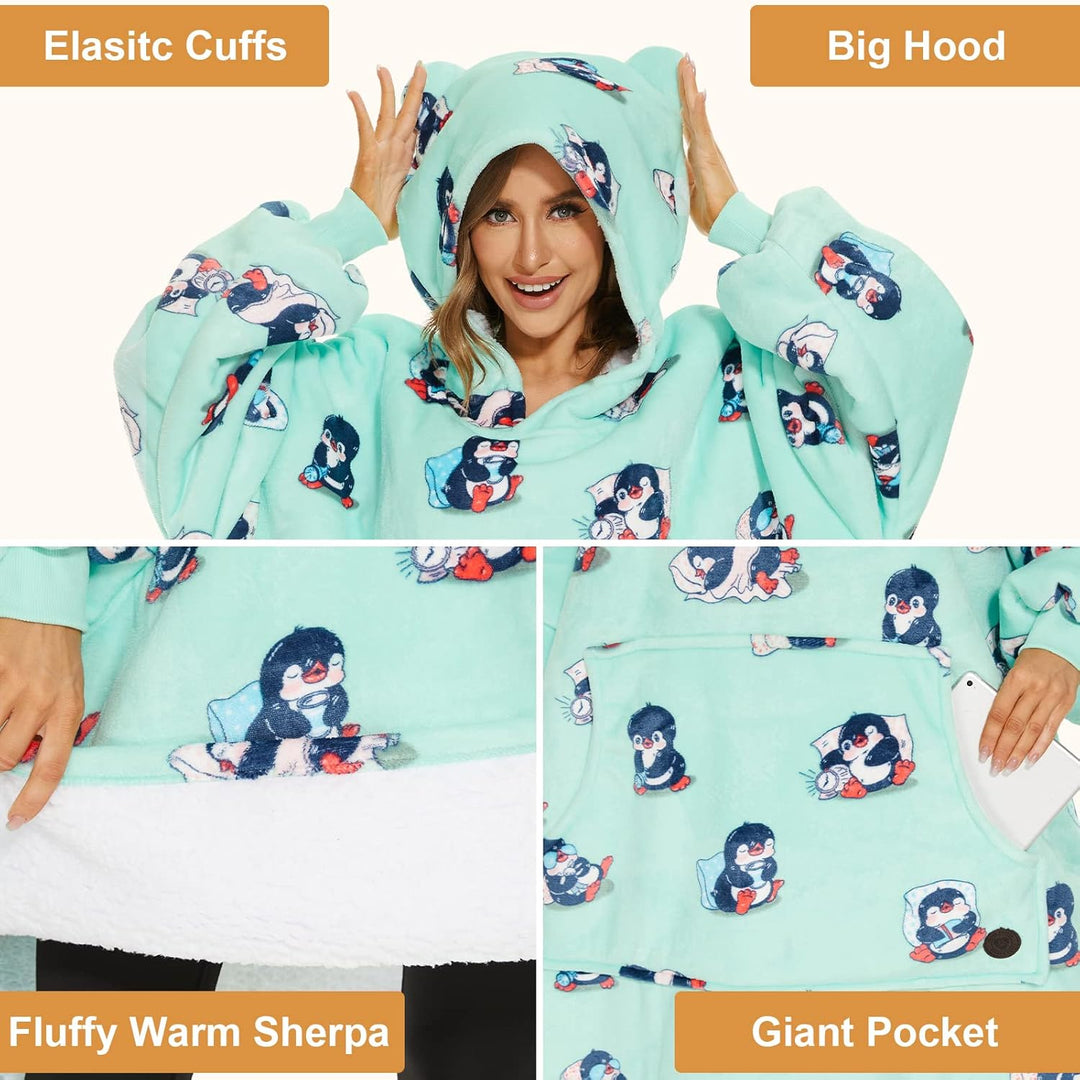 THREE POODLE Oversize Decken Pullover Kuschelpullover für Kinder, Warm und Weiches Futter, Übergross