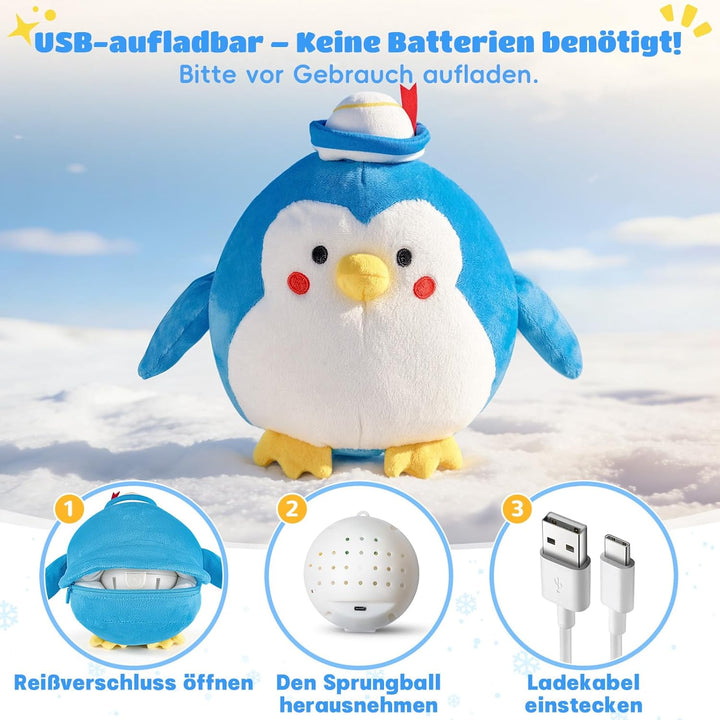 SAIMAND Baby Spielzeug 6 7 8 9 10 12 Monate-Plüschpinguin, Krabbelspielzeug Tummy Time Toy mit Musik