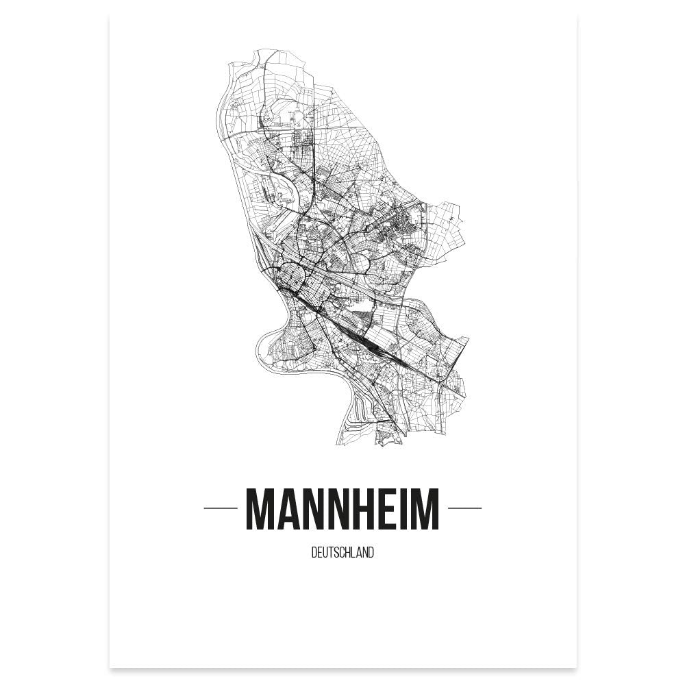 JUNIWORDS Stadtposter, Mannheim, Wähle eine Grösse, 60 x 90 cm, Poster, Schrift B, Weiss 60 x 90 cm