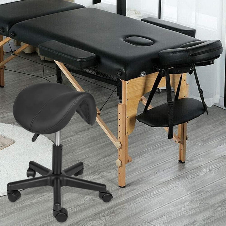 Mingone Sattelhocker Ergonomisch 360°-Drehung, 2 Stück Schwarz | Gepolsterte PU-Sitzfläche, Ergonomi